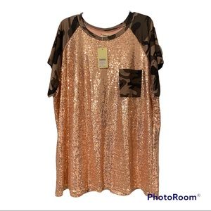 Sequin and Camo Top NWT